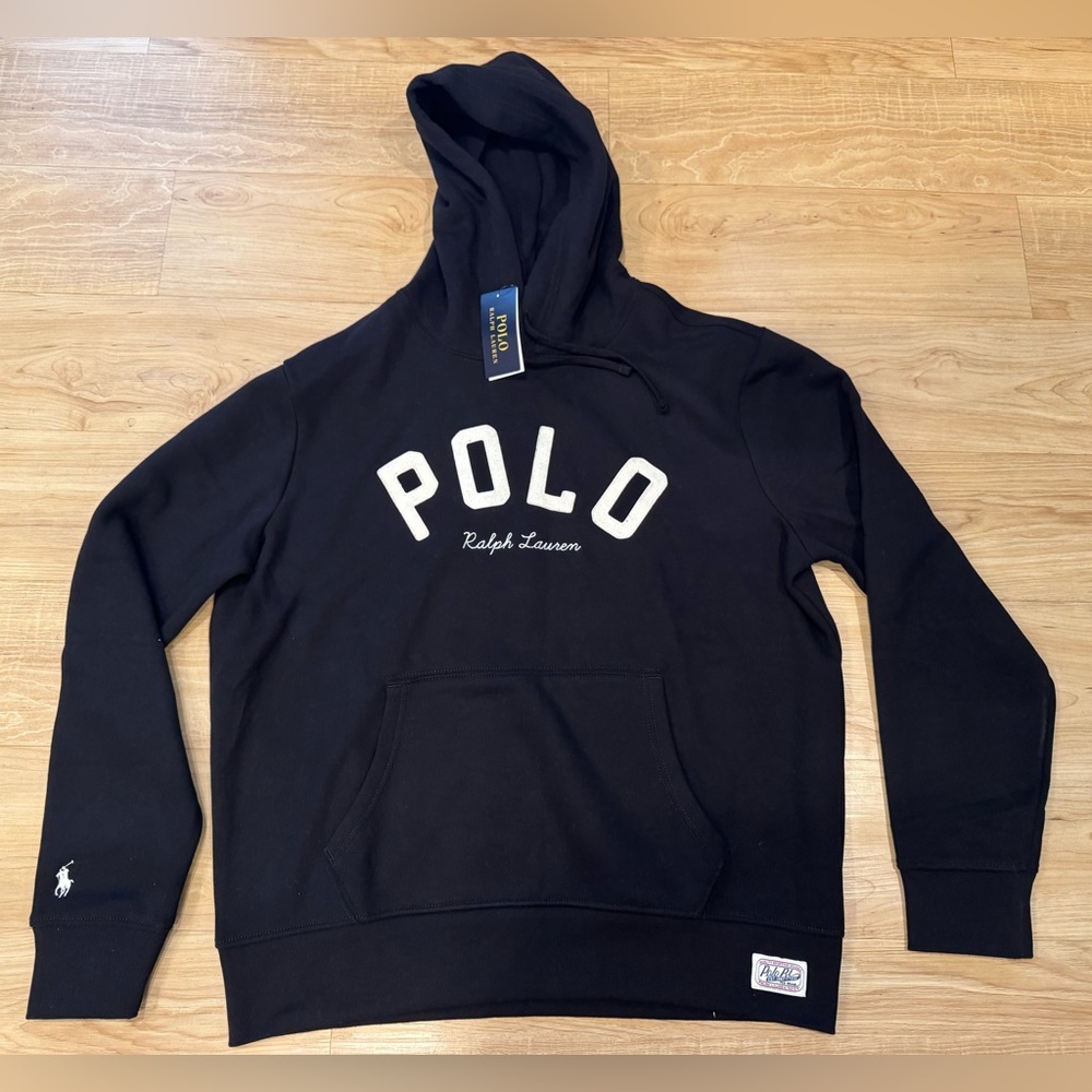 Polo Ralph Lauren Men’s Embossed Stitched Logo Pony Pullover Hoodie Black S- XXL